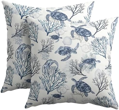 Summer Pillow Covers 20x20 Inch Set of 2, Sea Turtle Throw Pillow Covers Ocean Beach Pillowcase, Coral Starfish Decorative Seasonal Cushion Case Couch for Indoor Outdoor Home Decor by Unknown
