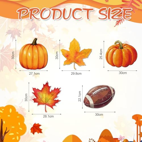 Tellegloww 10 Pcs 12 Inch Fall Football Garage Door Decoration Magnets Autumn Garage Door Magnets with Pumpkin Maple Leaf Happy Fall Magnet Decal Sticker for Thanksgiving Garage Door Car Refrigerator - Image 2