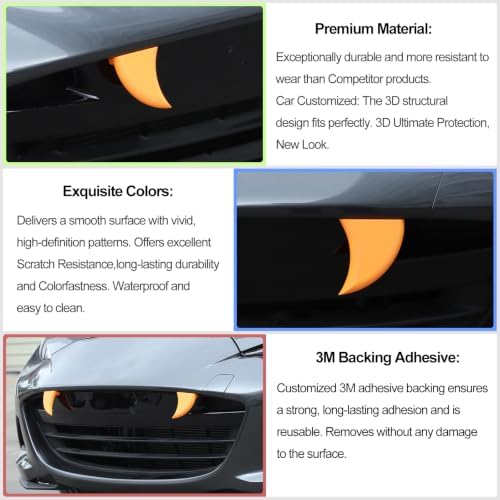 Car Fangs for Mazda MX5 Miata MX-5 ND 2016-2025 ccessories Halloween Decoration Car Teeth, Bumper Funny Decor, Spooky & Fun Vampire Fangs Teeth for Front Grille, ABS (Orange)