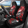 Bulopur Halloween Auto Seat Covers Front Seats Gothic Skull and Red Rose Car Seat Covers Set Car Accessories Interior Highback Bucket Covers for Most Cars