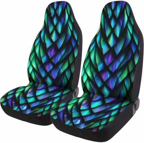 GENANY Holographic Dragon Scale Car Seat Covers, 2-Piece Front Seat Set