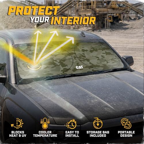 Windshield Sun Shade for GMC Sierra 1500 2014-2018, Foldable Truck Sunshade, UV Heat Blocker, Front Window Sun Shield, Interior Protection, Keeps Cab Cool, Heavy Duty Truck Accessory - Green Camo