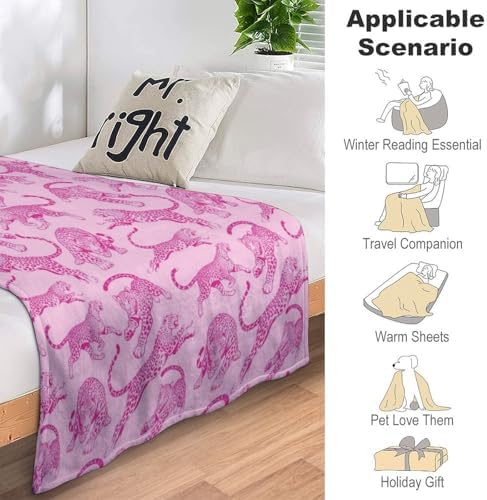Socira Pink Leopard Blanket Throw Blanket Pink Leopard Gifts for Women Men Soft Sofa Throws for Travel Camping Bed Home Decor Car Birthday Gift 60"*80"（150 * 200cm） - Image 7