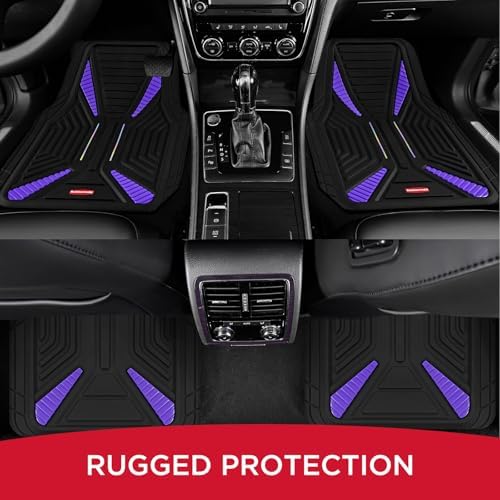 Rubbermaid Car Mat Full Set, Universal Trim-to-Fit Heavy-Duty Car Floor Mats – 4-Piece Set for All Weather Protection – Durable Rubber Mat for Cars, Trucks, SUVs & Vans-Purple