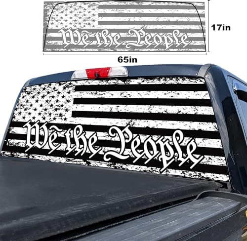 American Flag Rear Window Decal for Truck,We The People Black Flag Truck Rear Window Decal,American Flag Decals for Truck Car SUV (65x17in)
