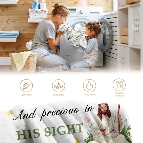 Baptism Gifts for Women Girl, I AM a Child of God Throw Blanket for Kids Teenagers, Christian Religious Birthday Catholic Spiritual Present for Bedroom Decor 50"x60" - Image 6