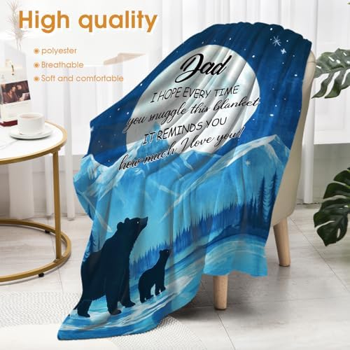 Dad Bears Starry Sky Blanket Gifts for Birthday Christmas Father's Day Bear Blanket Men Husband Halloween Easter Winter Snow Mountains Forest River Moon Inspirational Words Throw 50"x60" - Image 4