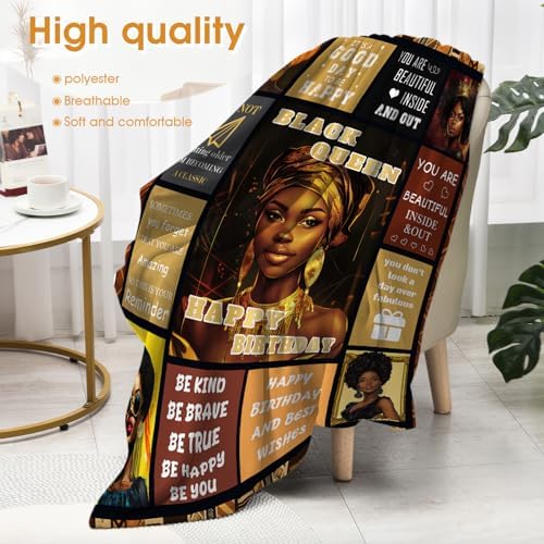 Birthday Gifts for Women,Black Queen Throw Blanket for Black Women,Encouragement Inspirational Birthday Present for Girls Female Teenagers Friends 50"x60" - Image 4