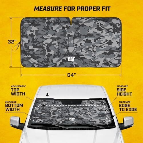Windshield Sun Shade for Ford F-150 2004-2008, Foldable Truck Sunshade, UV Heat Blocker, Front Window Sun Shield, Interior Protection, Keeps Cab Cool, Heavy Duty Truck Accessory - Gray Camo