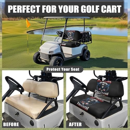 Yewatlles Golf Cart Seat Covers Kit, Fit for Club Car Precedent Ordinary Front Seat Cushion, Golf Cart Polyester Seat Cover 250th Years American Flag Freedom