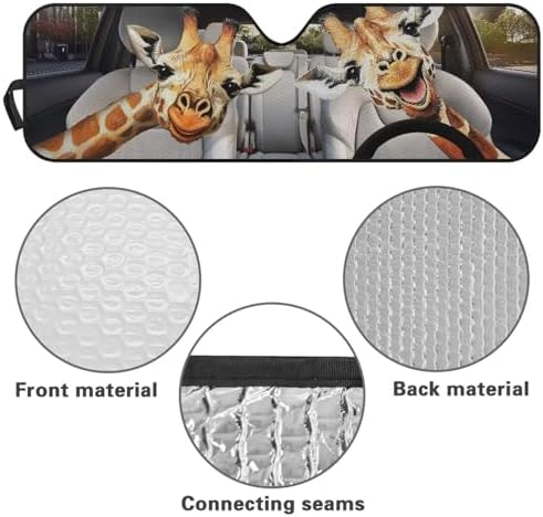 Renewold Funny Giraffe Driving Sunshade for Car Windshield Car Window Cover Foldable Sun Shade for Jeep Wrangler JK JKU JL JLU 1997-2023 Gladiator JT UV Rays Sunlight Sun Visor Shield Women Men
