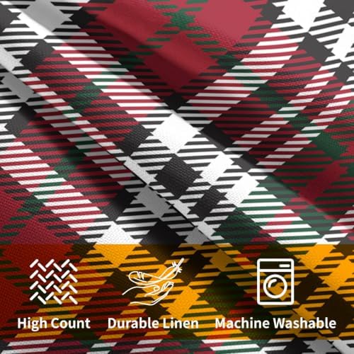 Christmas Plaid Pillow Covers 16x16 Set of 2 Red Highly Absorbent - Image 6