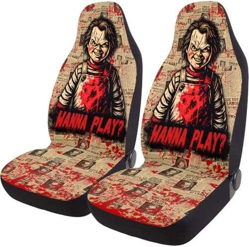 GENANY Creepy Doll Character Car Seat Covers, 2-Piece Front Seat Set
