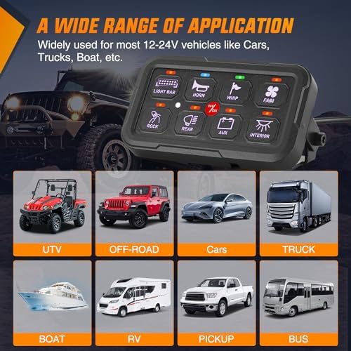 Nilight 8 Gang Switch Panel Relay System w/APP Control Automatic Dimmable