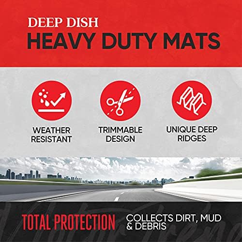 Motor Trend FlexTough Black Floor Mats for Cars & Cargo Mat Full Set - All Weather Front & Rear Rubber Automotive Floor Mats & Cargo Liner for SUV, Car, & Van - Interior Trunk Mat & Floors Cover
