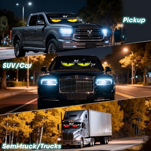 52in x 7.48in Devil's Eye LED Panel, Upgraded Programmable Dynamic Display, APP & Wireless Remote Dual Control, Custom Texts, Animations and Graphics for Trucks & RVs