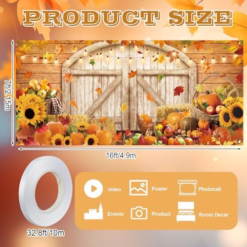 Sunflower Fall Garage Door Cover Decoration 7 x 16 Autumn Pumpkin Banner - Image 2