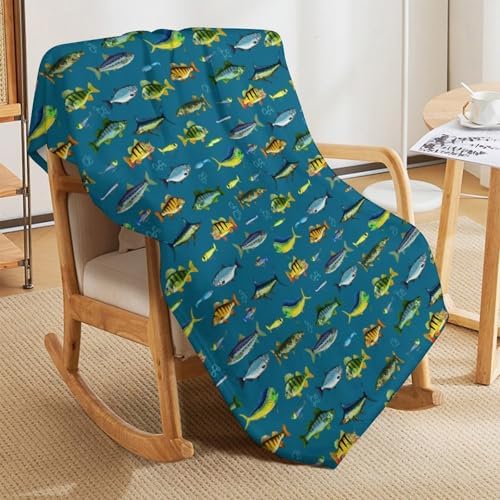 Socira Fish Fishing Blanket Throw Blanket Fish Fishing Gifts for Women Men Soft Sofa Throws for Travel Camping Bed Home Decor Car Birthday Gift 50"*60"（130 * 150cm） - Image 4