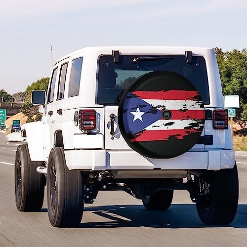 Delerain Puerto Rico Flag Spare Tire Cover with Backup Camera Hole for Jeep RV Trailer SUV Truck and Many Vehicle, Wheel Covers Sun Protector Waterproof (15 Inch for Diameter 27"-29") - Image 2