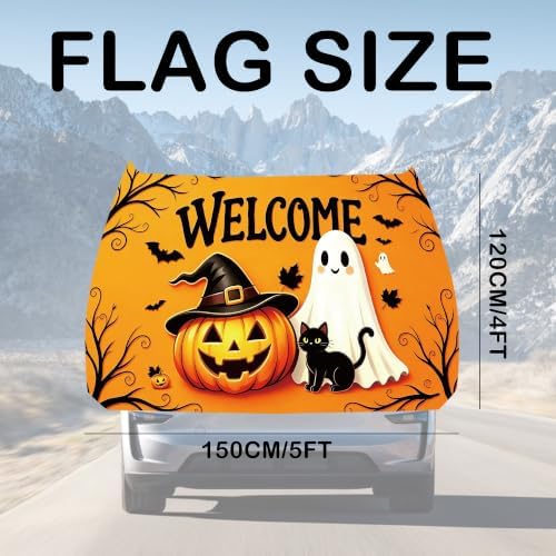 Halloween Jack-o'-Lantern Ghost Car Hood Cover,4x5ft, Universal Fit