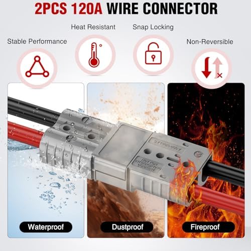 Nilight 120AMP 4AWG Anderson Connector Plug 12V-36V Battery Quick Connect