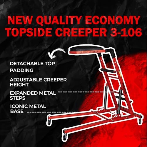 Traxion New Quality Economy Topside Creeper 3-106 with expanded Metal Steps and Velcro Stomach Pads with Tool Loops - Image 4