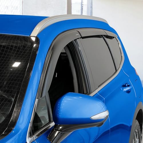 Goodyear Shatterproof Window Deflectors for Hyundai Santa Fe 2019-2023, Tape-on Rain Guards, Window Visors, Vent Deflector Visor, Car Accessories, 6 pcs. - GY008792