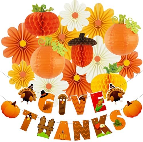Thanksgiving Party Decorations Give Thanks Banner by zilue