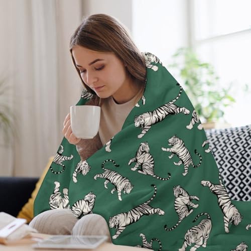 Socira Green Tigers Blanket Throw Blanket Green Tigers Gifts for Women Men Soft Sofa Throws for Travel Camping Bed Home Decor Car Birthday Gift 60"*80"（150 * 200cm） - Image 5