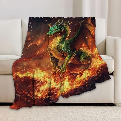 Dragon Throw Blanket Fleece Flannel Stuff Plush Gifts Decor 40"X50" - Image 3