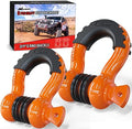 Nilight 2 Pack 3/4" D-Ring Shackle 4.75 Ton (9500 Lbs) Capacity with 7/8" Pin Heavy Duty Off Road Recovery with Isolators & Washer Kit for Jeep Truck Vehicle, Orange (90051B)