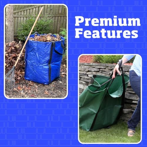 DURASACK Heavy Duty Home and Yard Bags 48-Gallon Reusable Self-Standing Lawn and Leaf Bags Garbage Can with Reinforced Handles, Gingham Green, 3 Pack - Image 6
