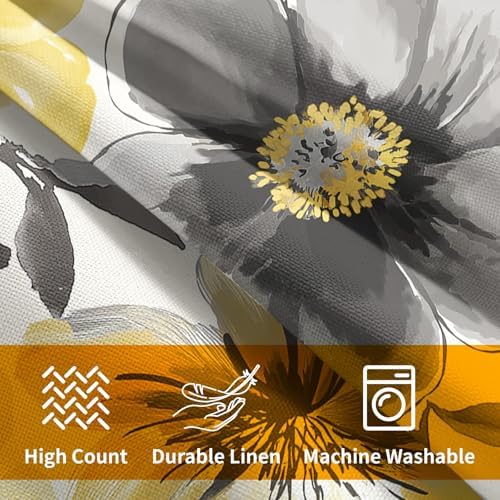 Summer Pillow Covers 16x16 Inch Set of 2, Floral Throw Pillow Covers Yellow Gray Pillowcase, Watercolor Decorative Seasonal Spring Flower Cushion Case Couch for Indoor Outdoor Home Decor - Image 6