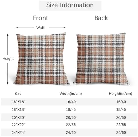 Christmas Plaid Pillow Covers 20x20 Set of 2 Brown Highly Absorbent - Image 4