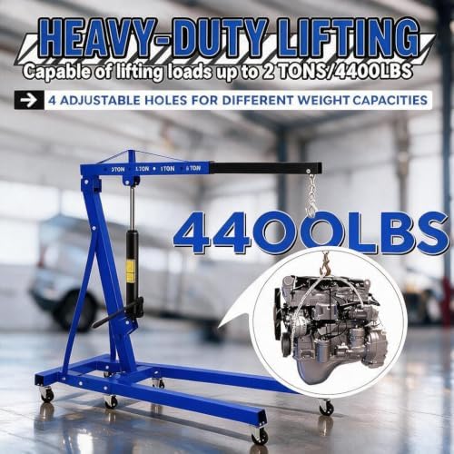 2 Ton Foldable Engine Hoist Cherry Picker Hydraulic Crane 6 Steel Casters - Image 6