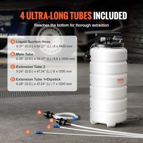 VEVOR 15L Pneumatic/Manual Fluid Extractor Pump, Oil Changer Vacuum Fluid Extractor, Oil Extractor Change Pump for Automotive, Oil Change & Fluid Change Tool with Dipstick and Suction Hose - Image 4