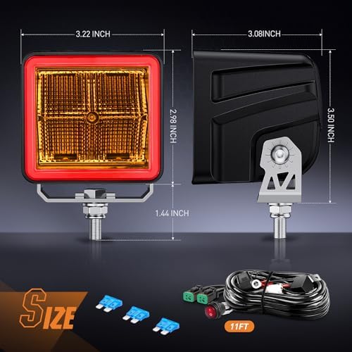 Nilight 3 Inch Cube Amber 20 W 1240LM Super Flood LED Pod Light