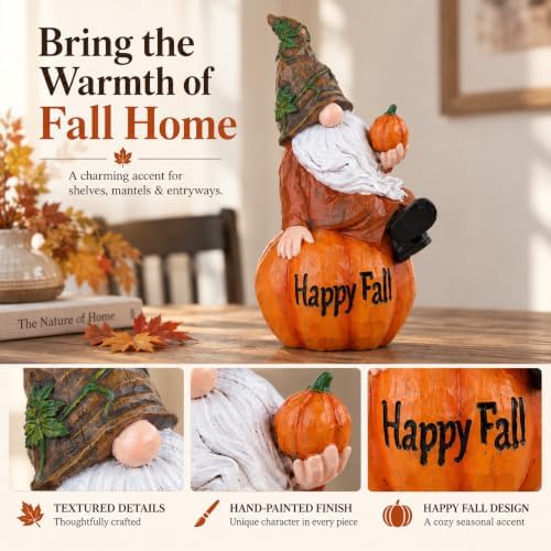 Topadorn 8 Inch Fall Gnome Pumpkin Figurine, Thanksgiving Harvest Decor - Image 6