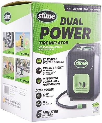 Slime 40052 Tire Inflator, Portable Car and Home Plug, SUV, 4x4 Air Compressor, Inflate Right automatic shut off, with Digital 99 psi Display, Dual Cord Storage, LED Light, 12V, 120V, 6 min inflation - Image 2