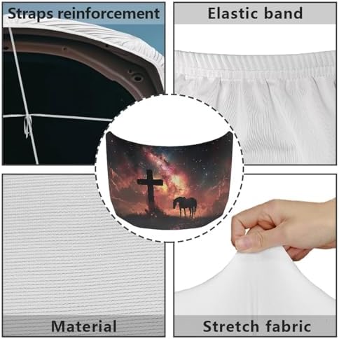 Cross Horse Car Hood Cover Polyester Elastic Fabrics Washable Suitable for Large SUV and Pickup Trucks 39×59in