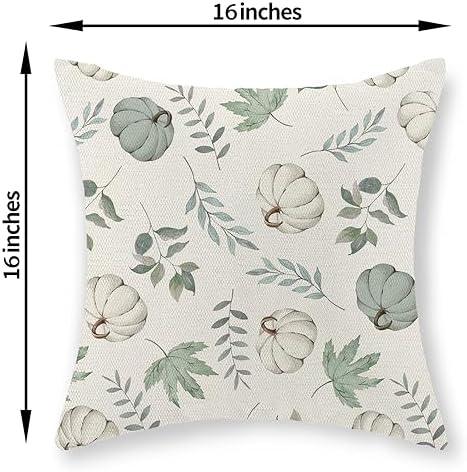 Fall Pillow Covers 16x16 Set of 2 Pumpkin and Maple Leaf Fall Decor Pillowcase Linen Autumn Thanksgiving Decorative Outdoor Throw Pillow Covers Warm Tones Farmhouse Cushion Case for Couch Home - Image 2