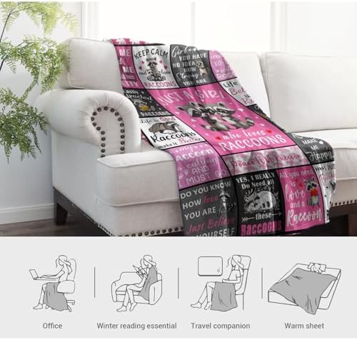 Jekeno Raccoon Gifts for Women Man, Soft Cozy Plush Throw Blanket 50"x60" - Image 6