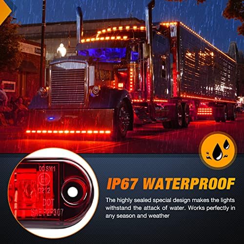 Nilight 2.5" Oval Side Marker Light 10PCS Red 2 Diode LED Surface Mounted
