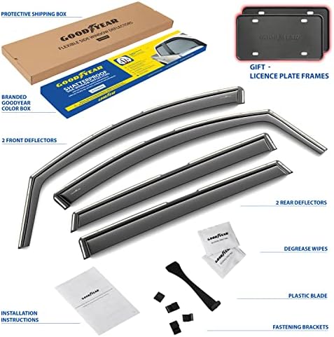 Goodyear Shatterproof in-Channel Window Deflectors for Hyundai Santa Fe 2019-2023, Rain Guards, Window Visors for Cars, Vent Deflector, Car Accessories, 4 pcs - GY008071