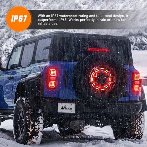 Nilight Spare Tire Brake Light Red for 2021-2023 Ford Bronco 2/4 Door