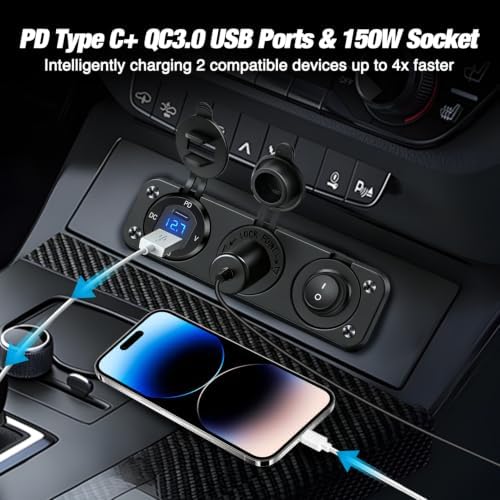 Nilight 4 in 1 Charger Socket Panel Power Cutoff Switch