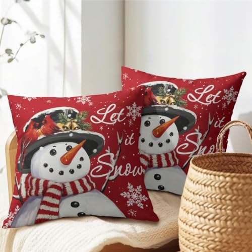 Christmas Snowman Pillow Covers 20x20 Set of 2 Red Highly Absorbent - Image 7