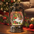 Christmas Snow Globe Lantern with LED Lighted Water Glitter, Hanging Kerosene Style Ballerina Tree Scene, Vintage Bronze Tabletop Holiday Decoration Gifts by Qualdout