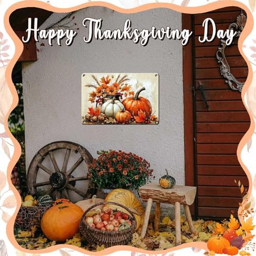 Fall Sign Happy Thanksgiving Decor Pumpkin Vintage Tin Sign 8x12Inch - Image 6
