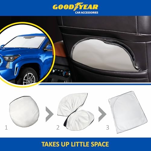 Goodyear Foldable Windshield Sunshade for Toyota Tacoma 2024-2026, Truck car Accessories, Sunshade Cover, Sun Shade Car Windshield, Window Sun Blocker - GY008363